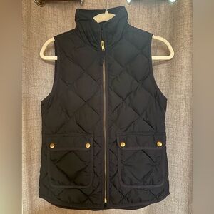 J Crew - Women's Quilted Black & Gold Vest - XXS